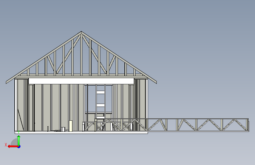 家庭建筑项目(Solidworks+2015)=公交站车库车棚 背面视图