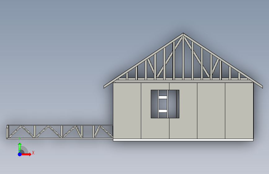 家庭建筑项目(Solidworks+2015)=公交站车库车棚 正面视图