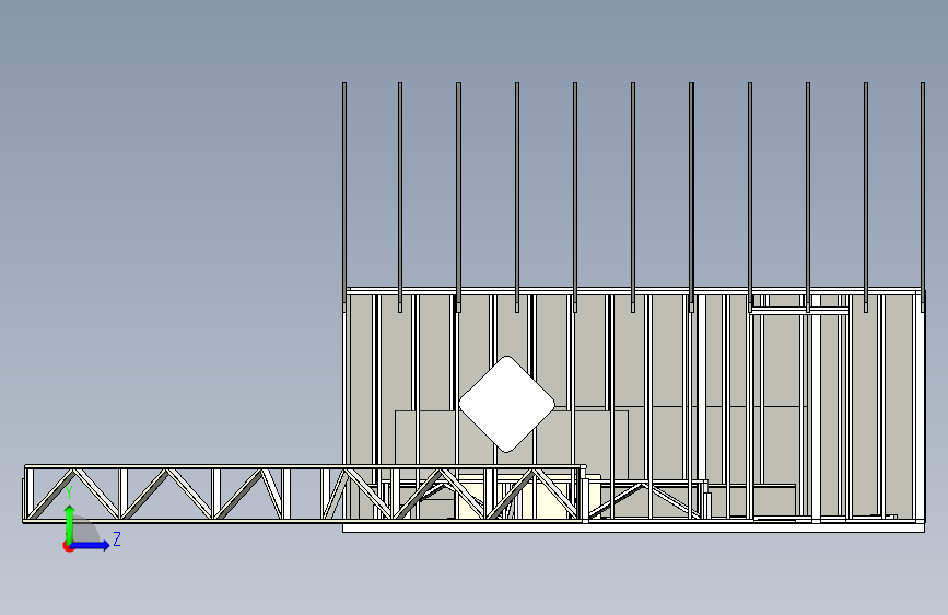 家庭建筑项目(Solidworks+2015)=公交站车库车棚 左侧视图