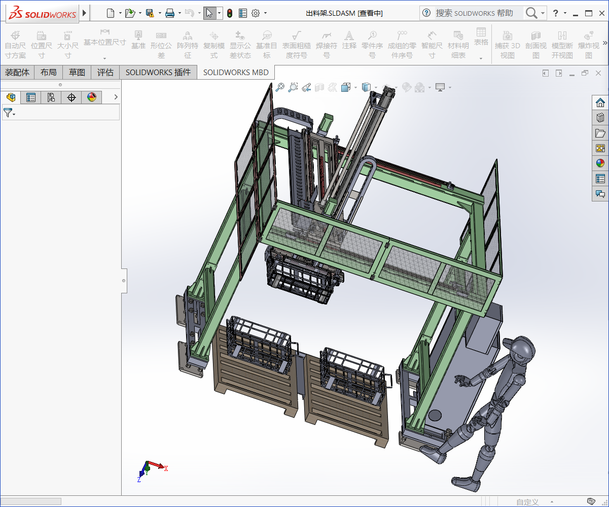 大桁架机械手出料架全套、抓取机械手设备 3D模型SolidWorks三维设计图