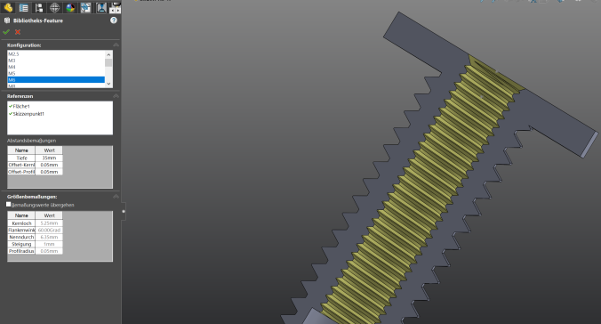 参数化螺纹库功能（可打印）SolidWorks 4