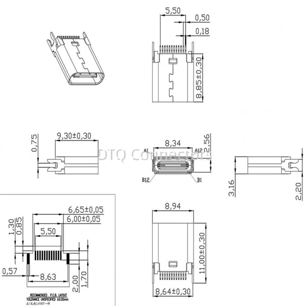 USB type C 24p 母头