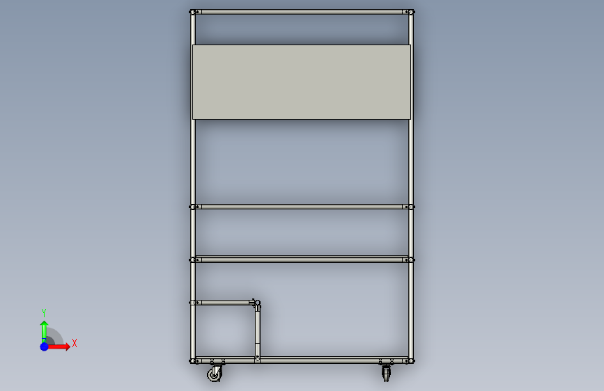 带轮子的桌子 正面视图