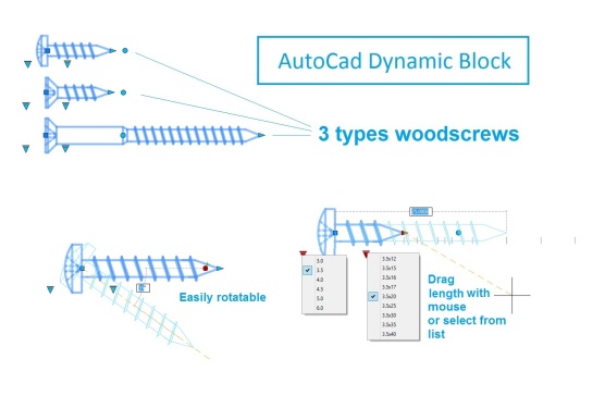 Autocad 2D 动态块 木螺钉