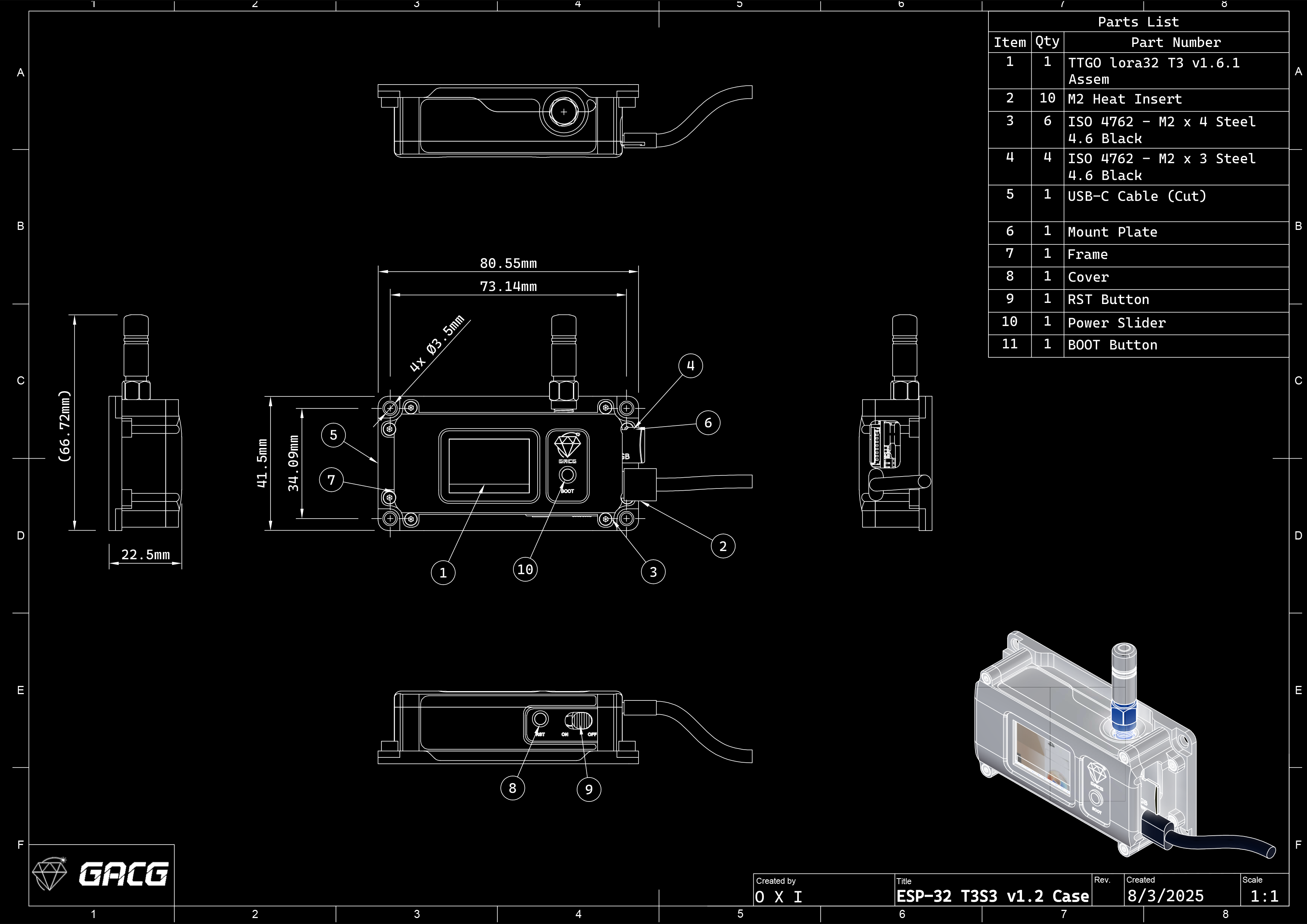 ESP-32 T3S3 LoRa 壁挂盒