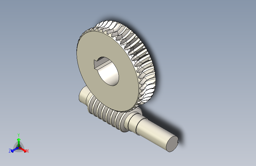 蜗轮传动+3D+SolidWorks+模型
