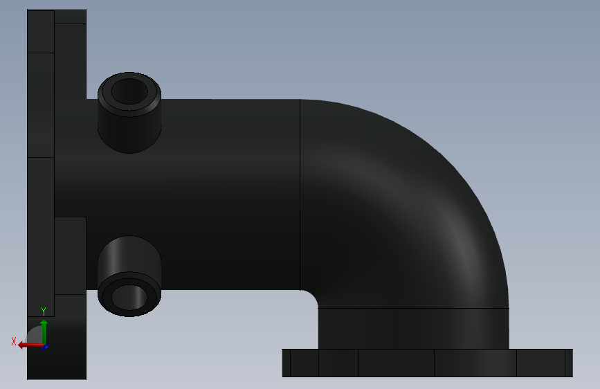 改变方向的Elbow Pipe 背面视图