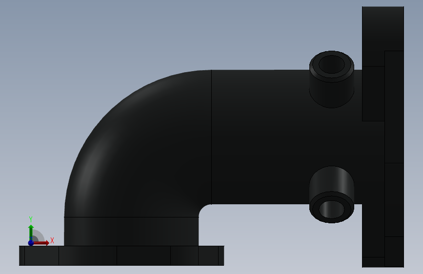 改变方向的Elbow Pipe 正面视图