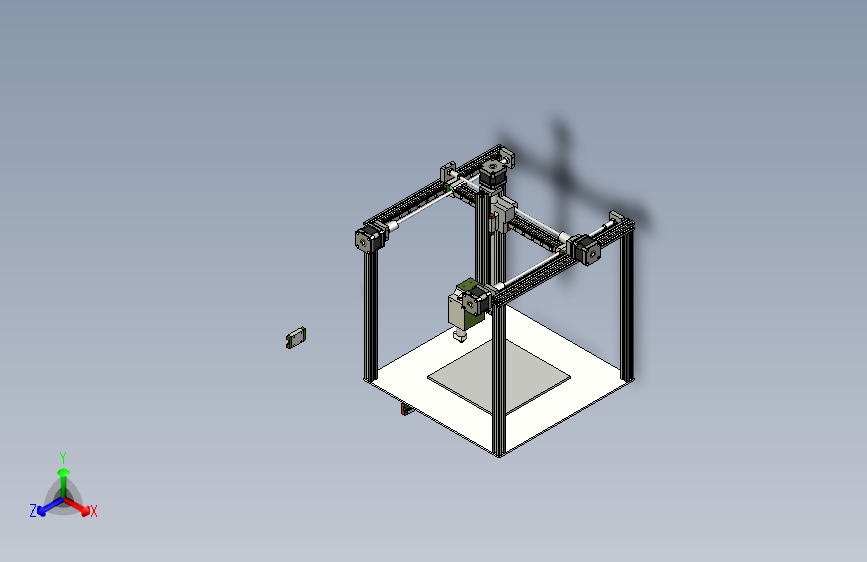 固定打印床模块的3D打印机模型