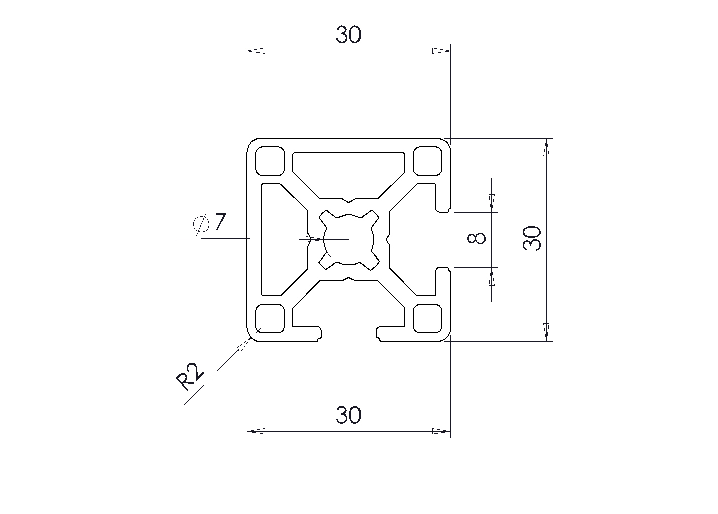 30X30 2NVS BR 铝型材