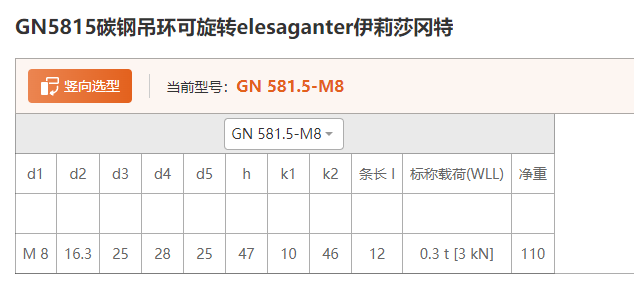 GN5815碳钢吊环可旋转elesaganter伊莉莎冈特