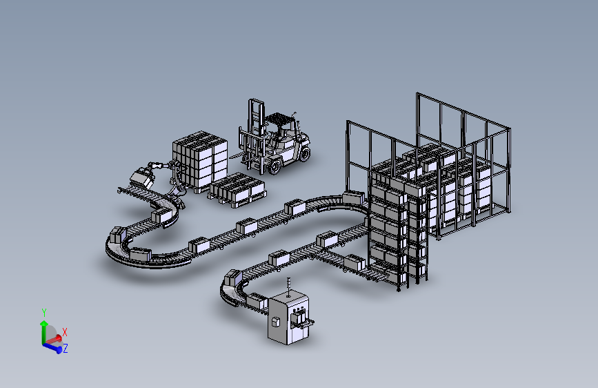 产品组装流水线3D图纸 STEP格式