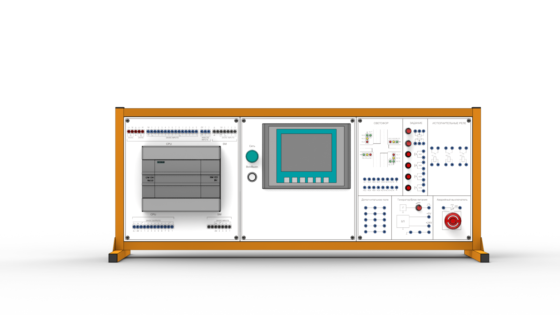 培训架与工业计算机 S7-1200 Siemens。
