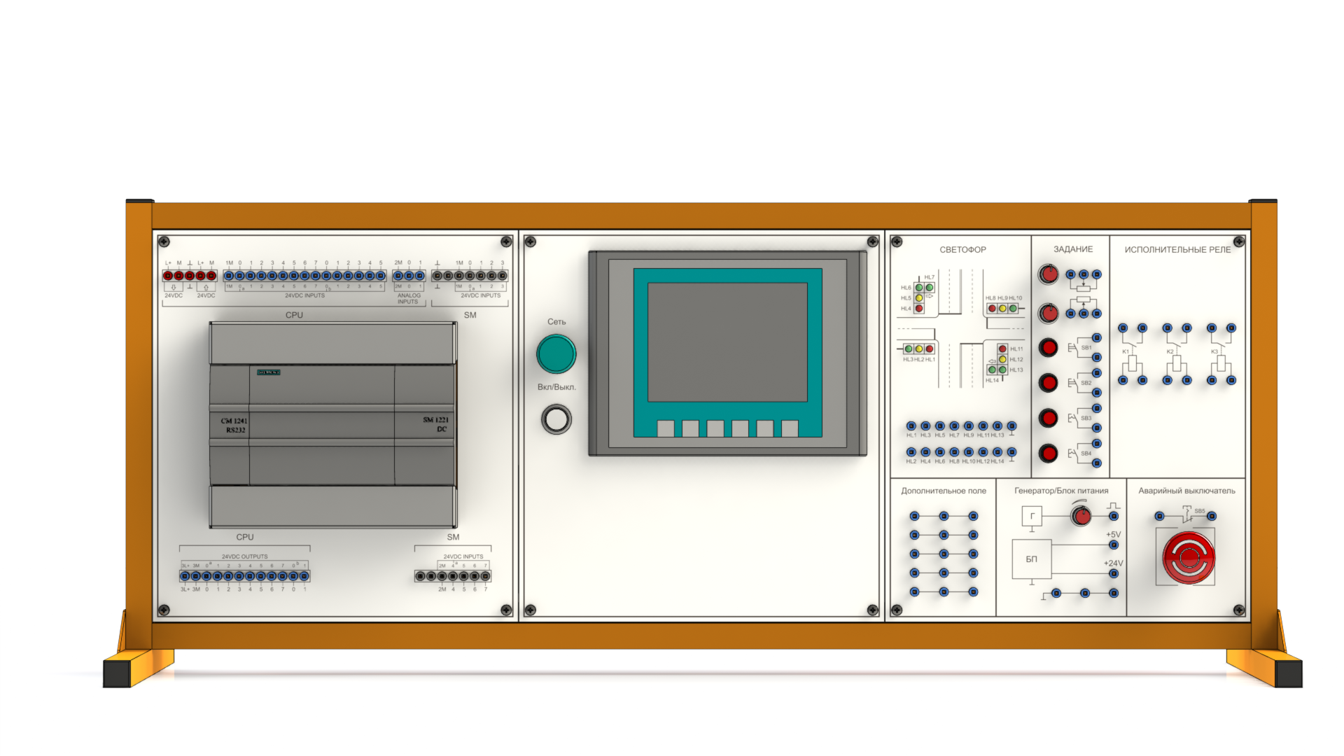 培训架与工业计算机 S7-1200 Siemens。