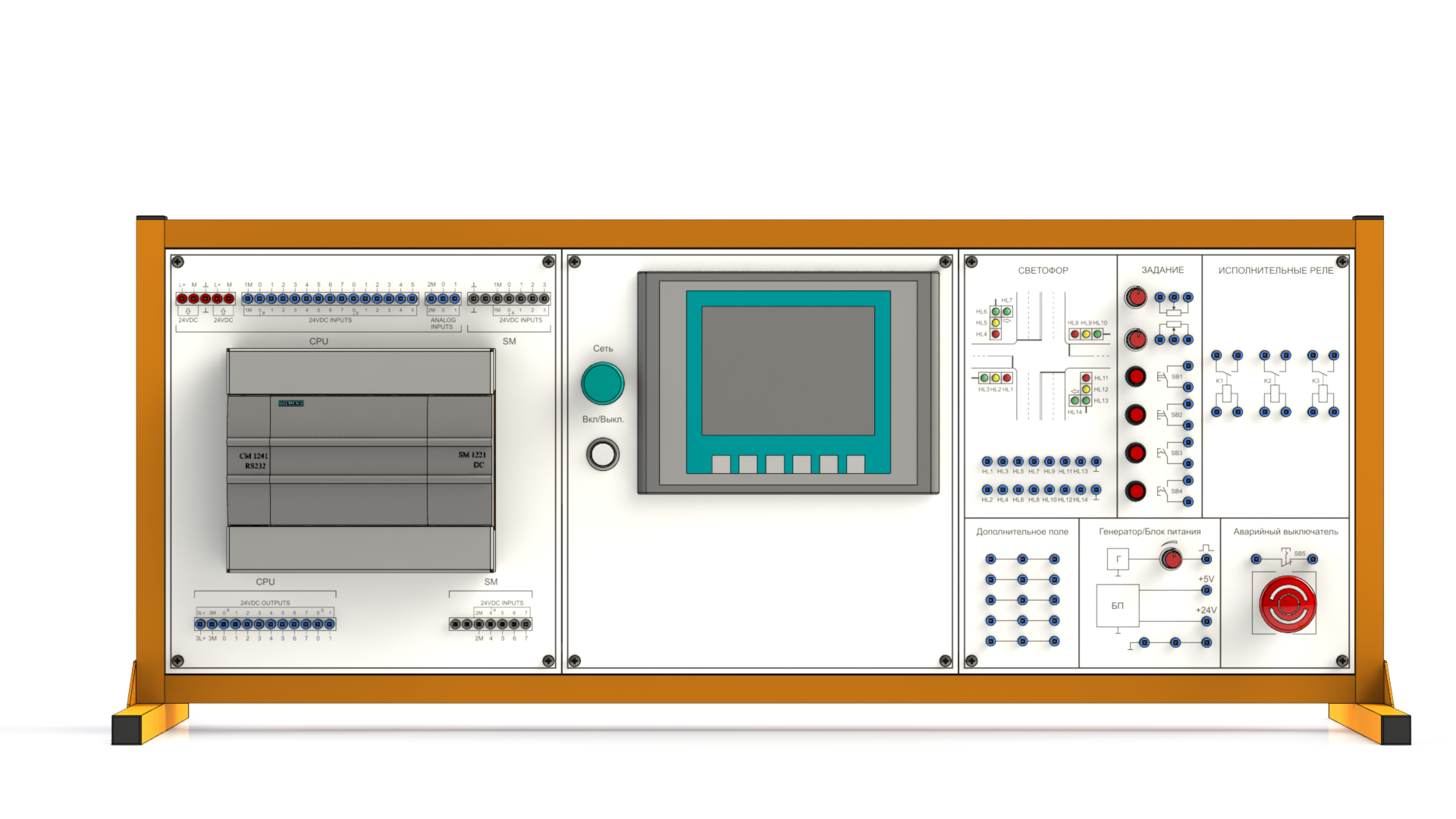 培训架与工业计算机 S7-1200 Siemens。