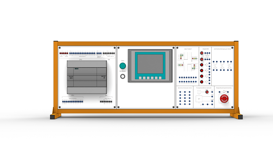 培训架与工业计算机 S7-1200 Siemens。