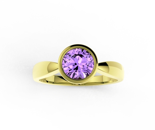 金戒指,圆形紫水晶