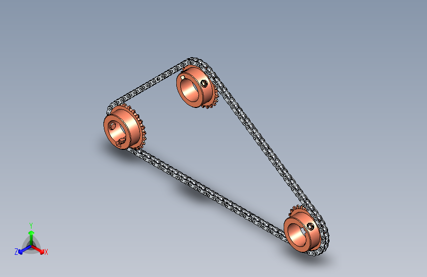 链条和3个链轮+SolidWorks=链条链轮