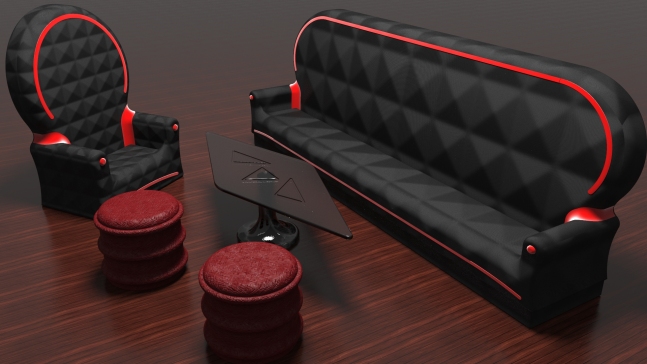 带玻璃桌的沙发