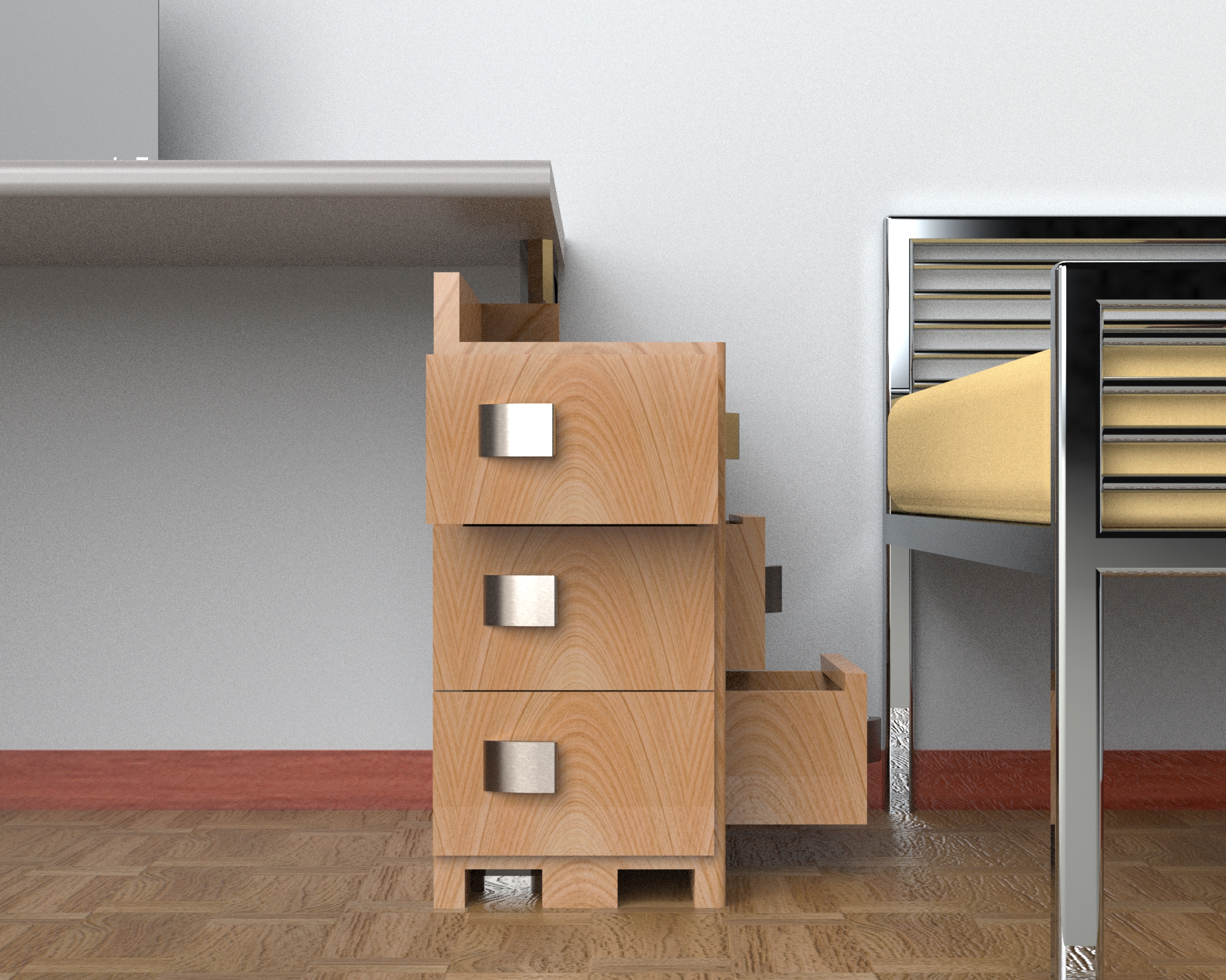 狭小卧室的床头柜概念