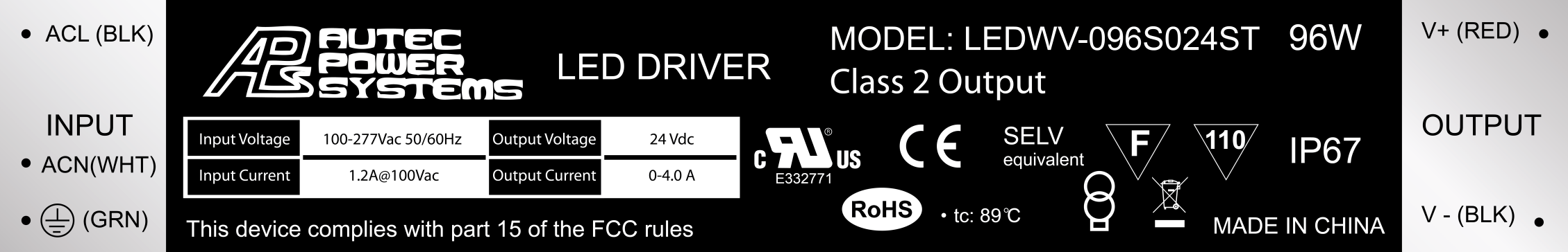 Autec 24伏4安电源