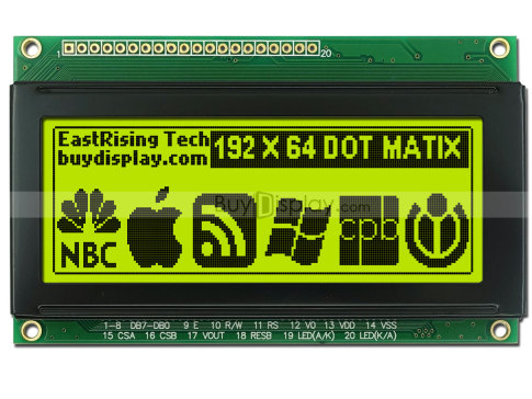 3.3英寸显示192x64 19264 LCD单色模块，白底蓝字