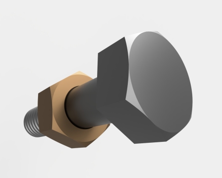 带螺栓的螺母的3D模型