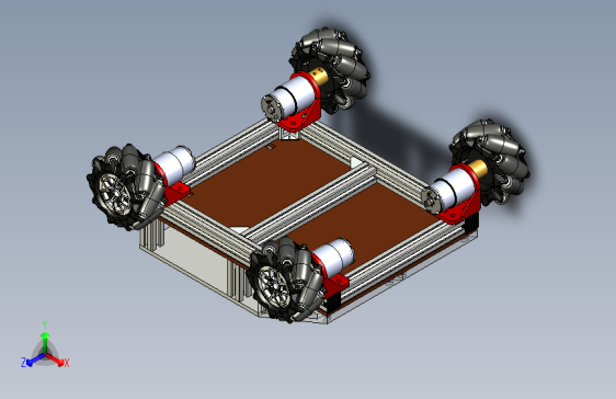 坚固的无人机框架，配有96毫米的Mecanum轮。