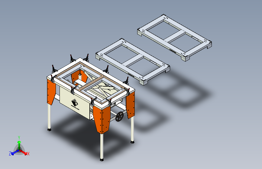 面粉厂用筛网张紧器3D数模图纸+X_T格式