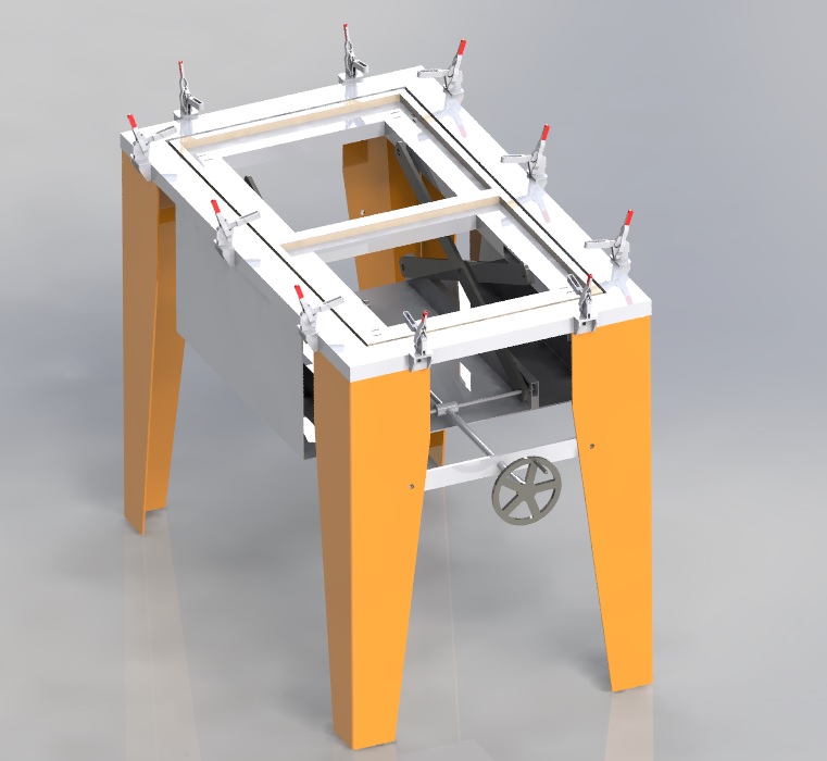 面粉厂用筛网张紧器3D数模图纸+X_T格式