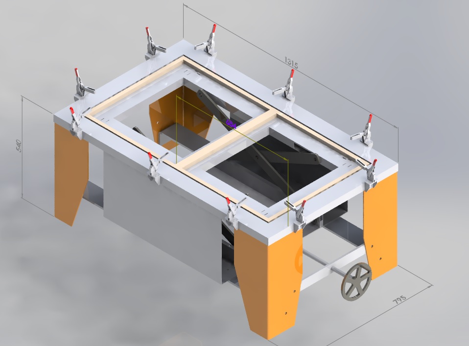 面粉厂用筛网张紧器3D数模图纸+X_T格式