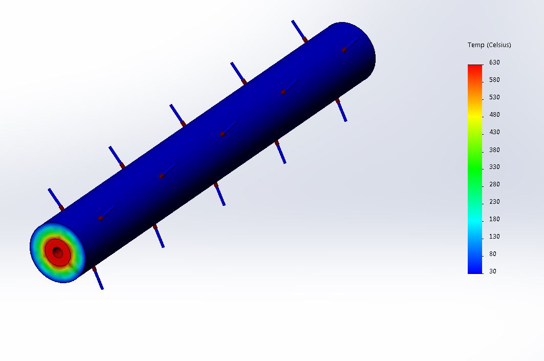 SolidWorks 仿真 - 复合圆柱体或保温管的稳态热传导
