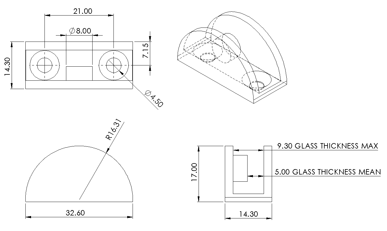 半月形玻璃附件支架