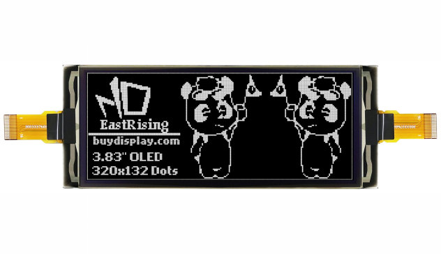 320x132 白色 3.83寸 SPI OLED 显示屏 双 SSD1320 16级灰度