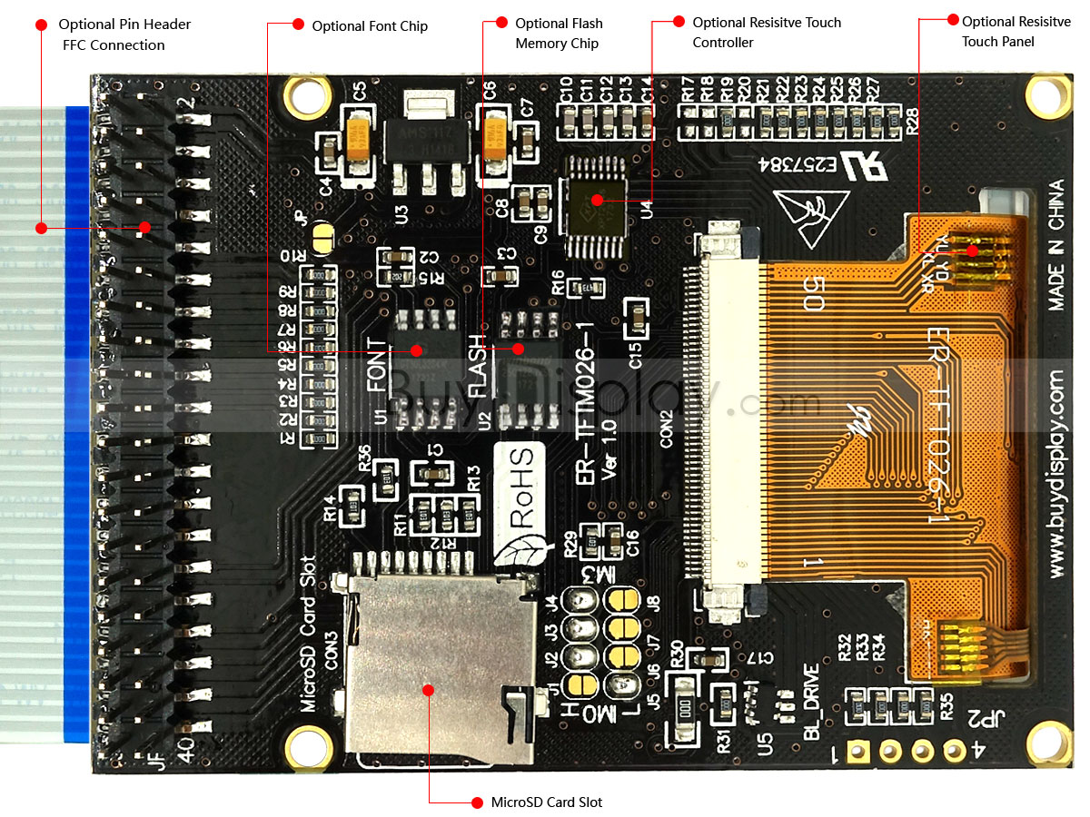 QVGA 2.6寸TFT液晶触摸屏320x240串口模块显示,ILI9341