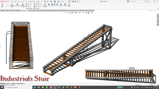Solidworks教程 # 216 工业楼梯设计焊接组件在Solidworks中由SW Easy Design完成
