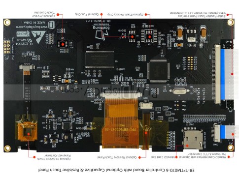 SPI 7英寸TFT液晶显示屏 1024x600 OPTL电容式触摸屏