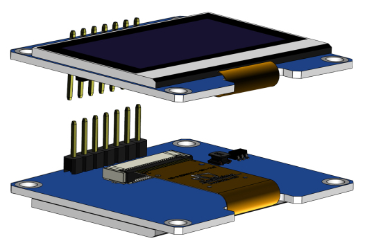 串行SPI I2C 蓝色 1.54英寸 Arduino, Raspberry Pi OLED 显示屏 128x64