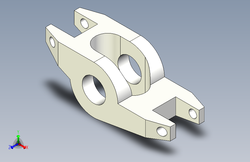 摇臂在Autodesk Inventor中 __ Autodesk Inventor教程 __ Inventor练习绘图 __ 3D Cad 主视图