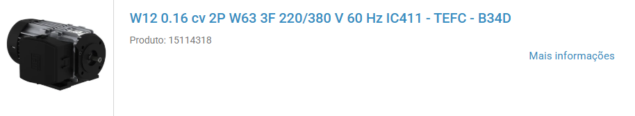 电机W12 0.16 CV 2P W63 3F 220_380 V 60 Hz IC411 -TEFC -B34D