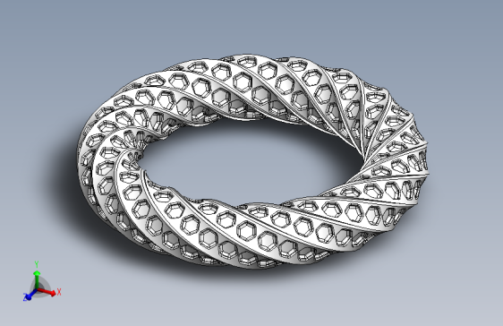 如何在Solidworks 2014中制作‘扭曲环上的蜂巢图案’