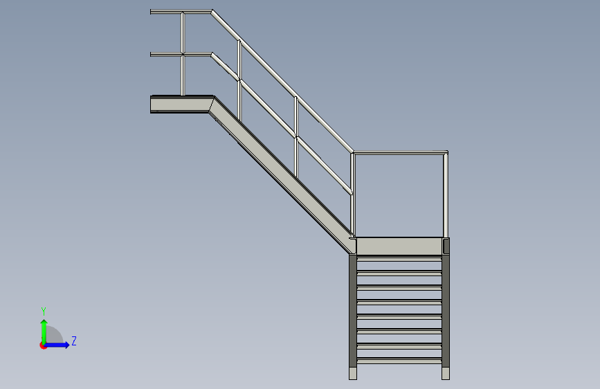 双跑楼梯 左侧视图