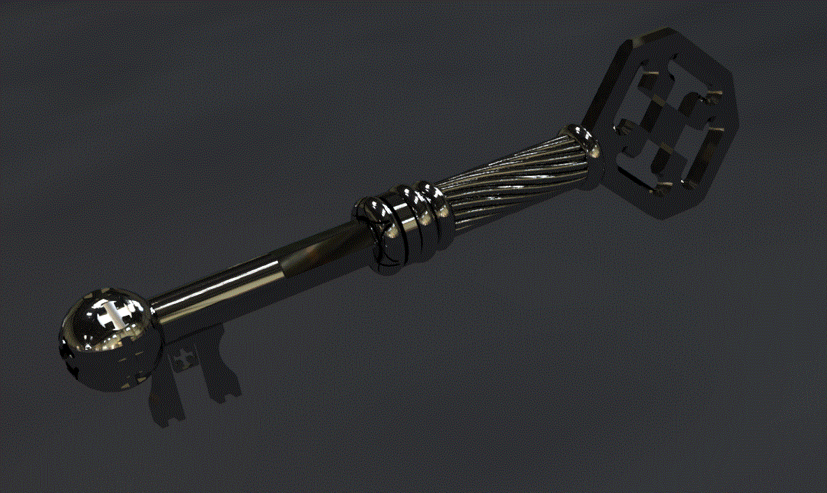 奇幻骷髅钥匙，带有马耳他十字图案。