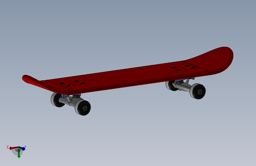 带轮子的滑板3D型号 主视图