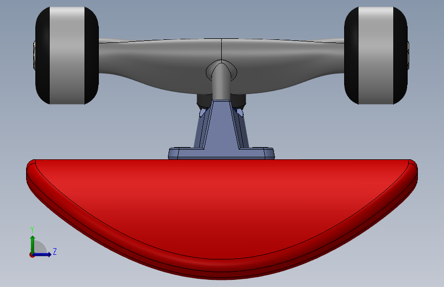带轮子的滑板3D型号 左侧视图