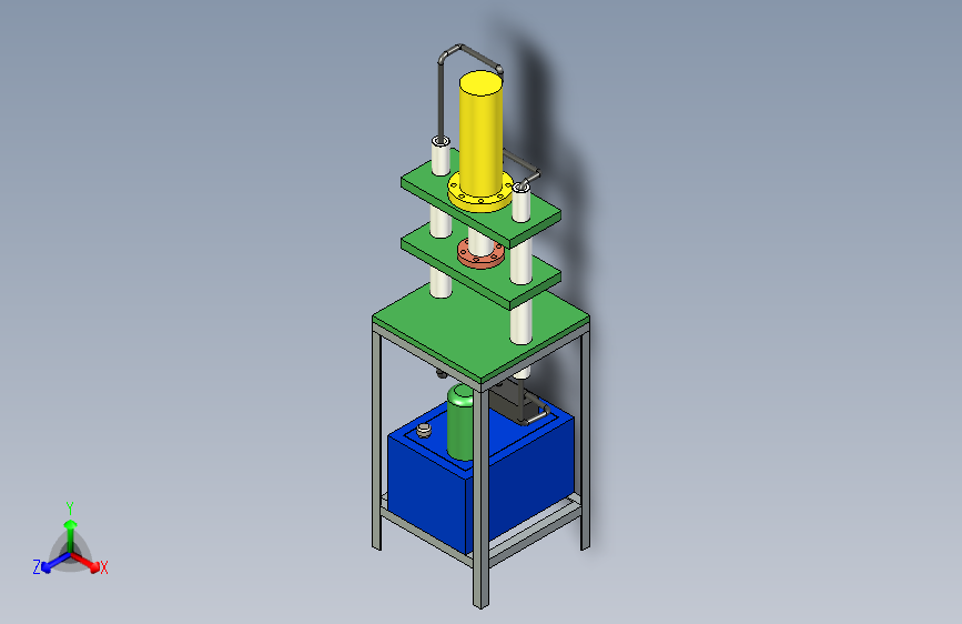 一款两柱油压机三维3D数模