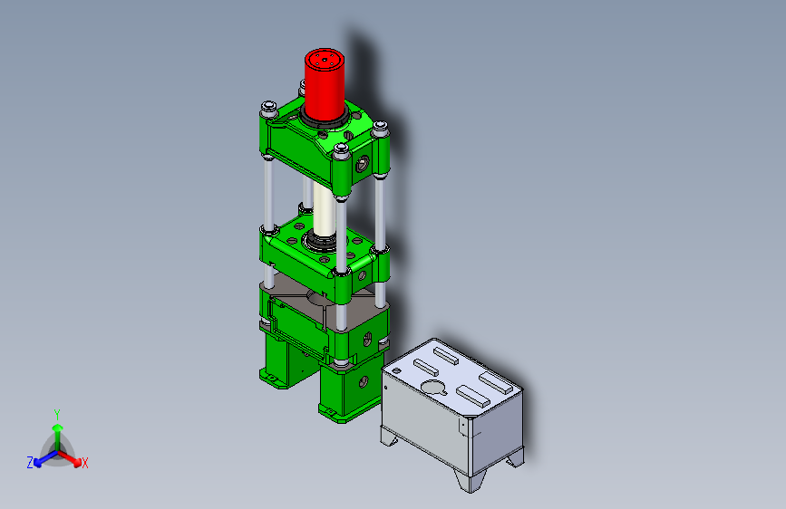 一款四柱油压机三维3D数模