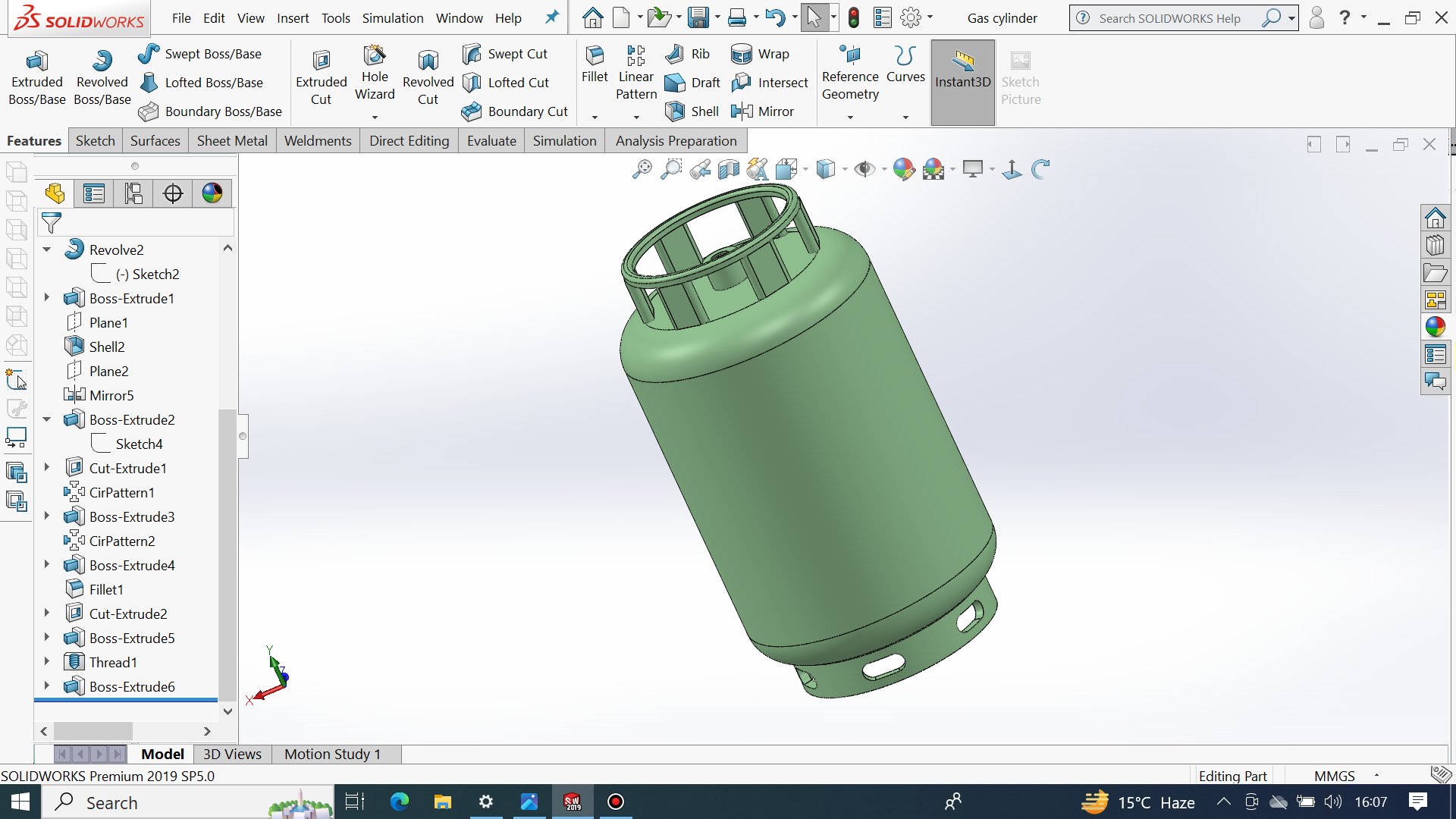 LPG燃气瓶3D和2D用于制造