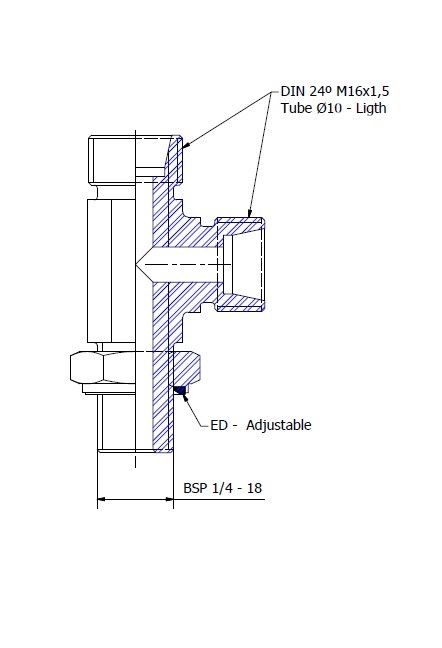 Tee Lateral Macho BSP 1_4 -18 可旋转管 10 轻