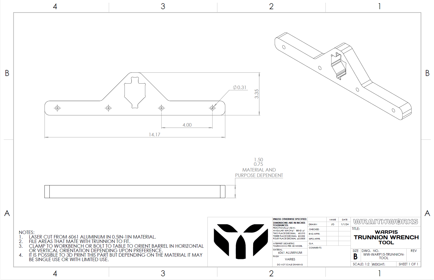 WARP15 活动支耳工具
